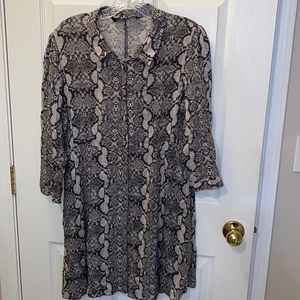 Zara Snake Print Midi Dress in Black and Cream
